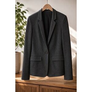 Made in USA‎ Y2K Charcoal Knit Blazer Minimalist Career Jacket Office Siren 8